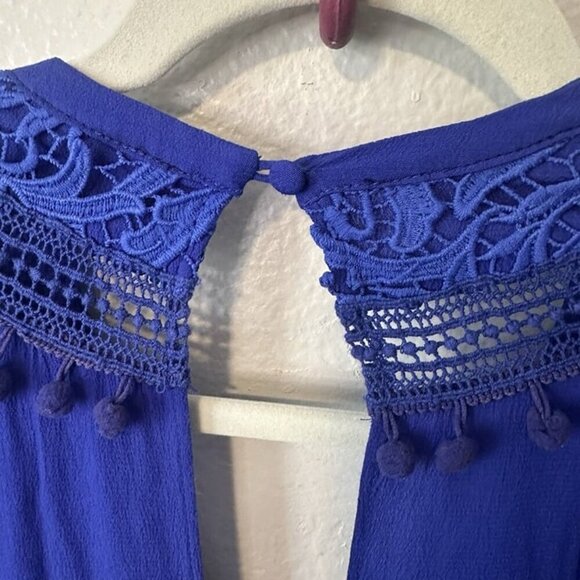 The Jetset Diaries Blue Embroidered Jumpsuit $295 V Neck Sz XS Revolve Maxi - Picture 9 of 10